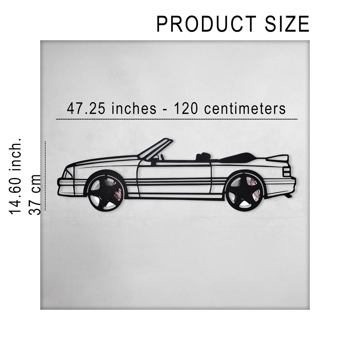 1993 Mustang GT Convertible Wall Art – Steel & Spinning Wheels-KAFMEKA002