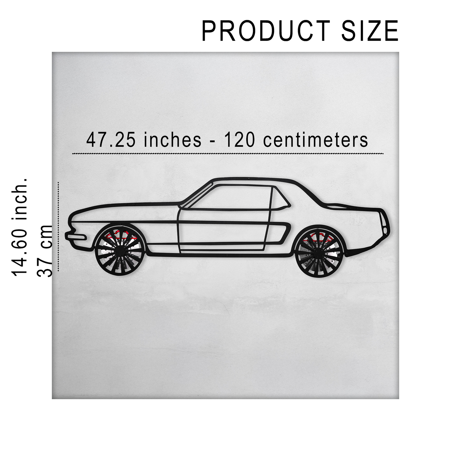 1964 Ford Mustang Wall Art β Classic Steel Silhouette with Spinning Wheels-KAFMEKA025