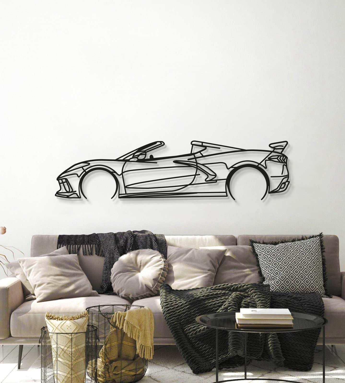 Corvette C8 Detailed Metal Car Wall Art