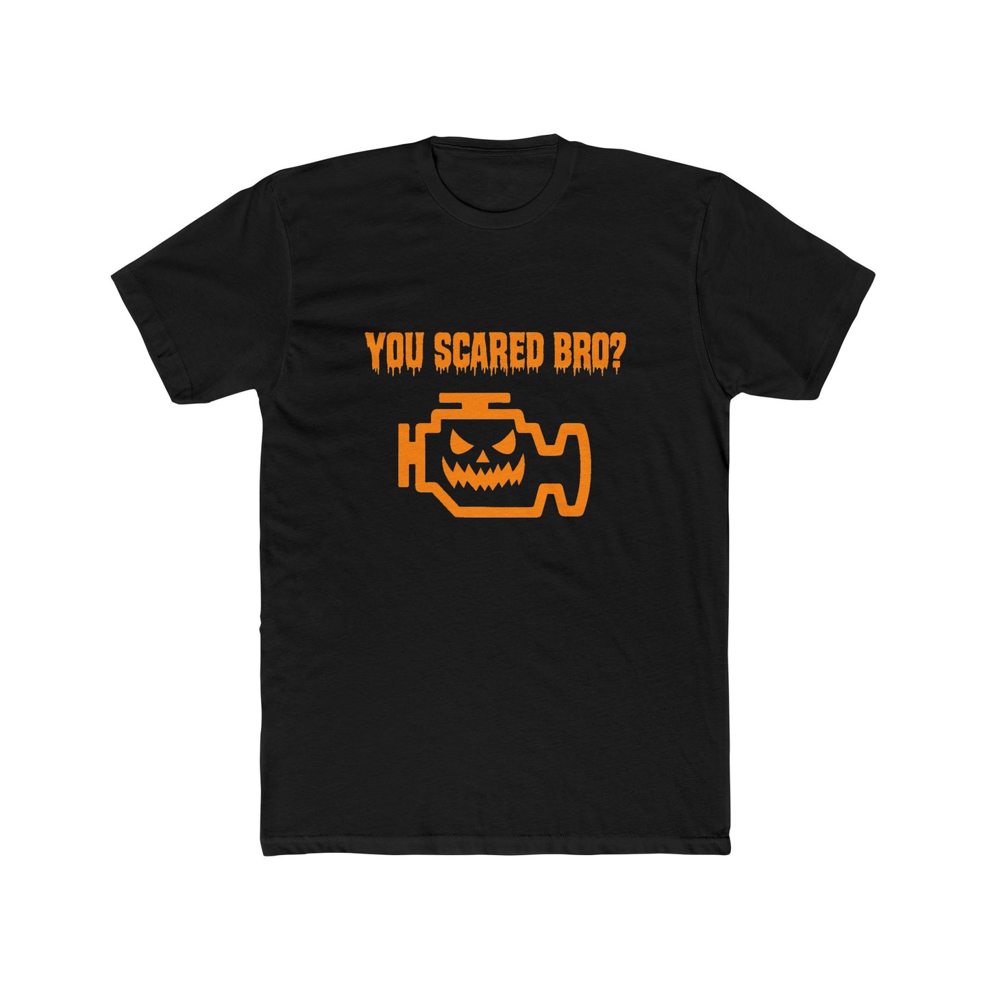 You Scared Bro? Halloween Car T-Shirt – Check Engine Light Jack-o-Lantern Tee
