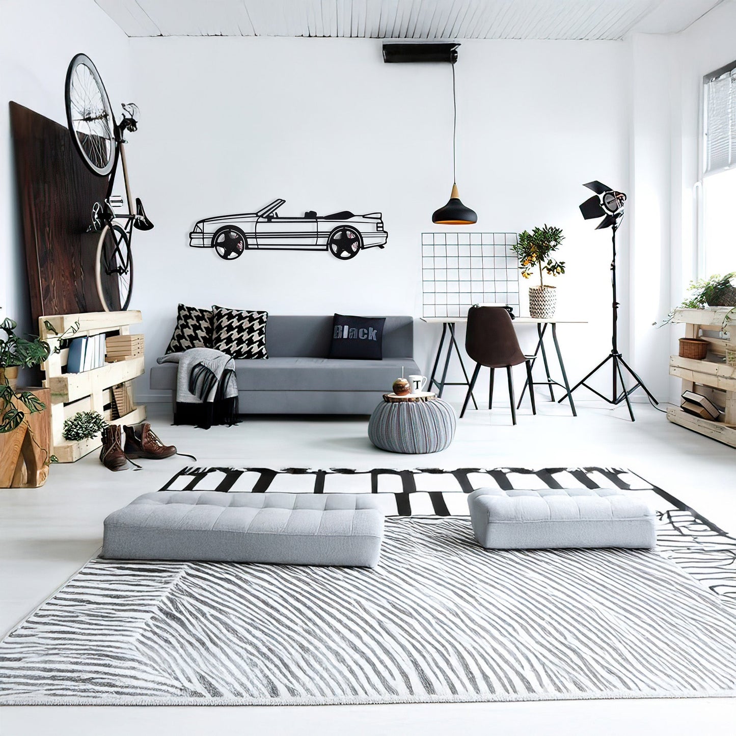 1993 Mustang GT Convertible Wall Art – Steel & Spinning Wheels-KAFMEKA002