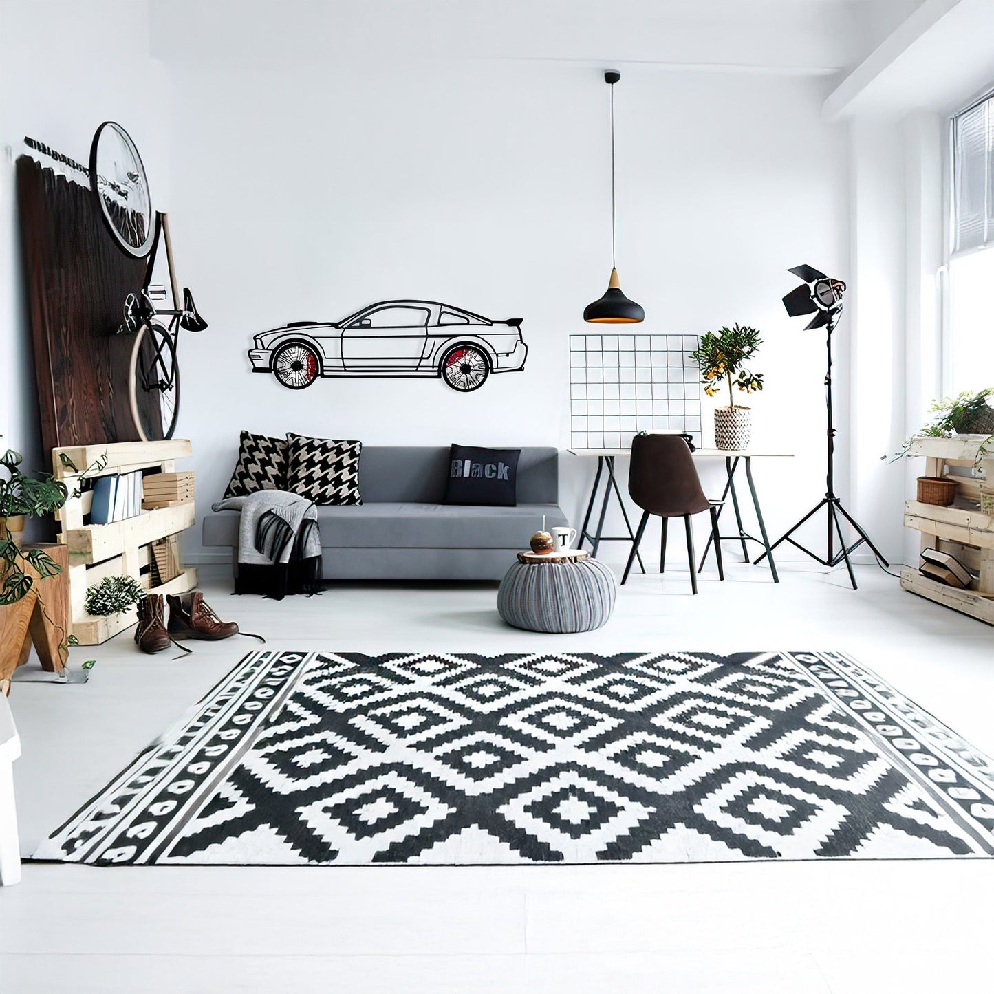 2008 Mustang GT Fastback Wall Art – Steel Build with Spinning Wheels-KAFMEKA004