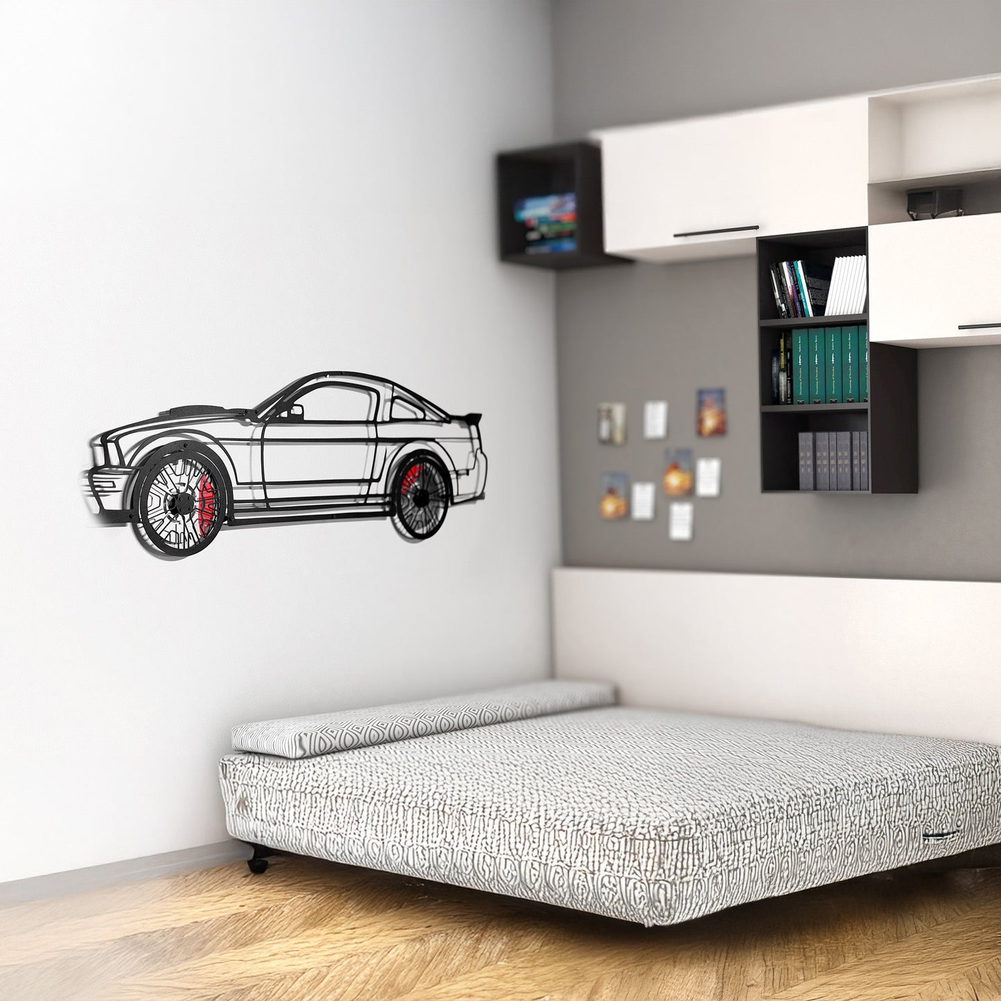 2008 Mustang GT Fastback Wall Art – Steel Build with Spinning Wheels-KAFMEKA004