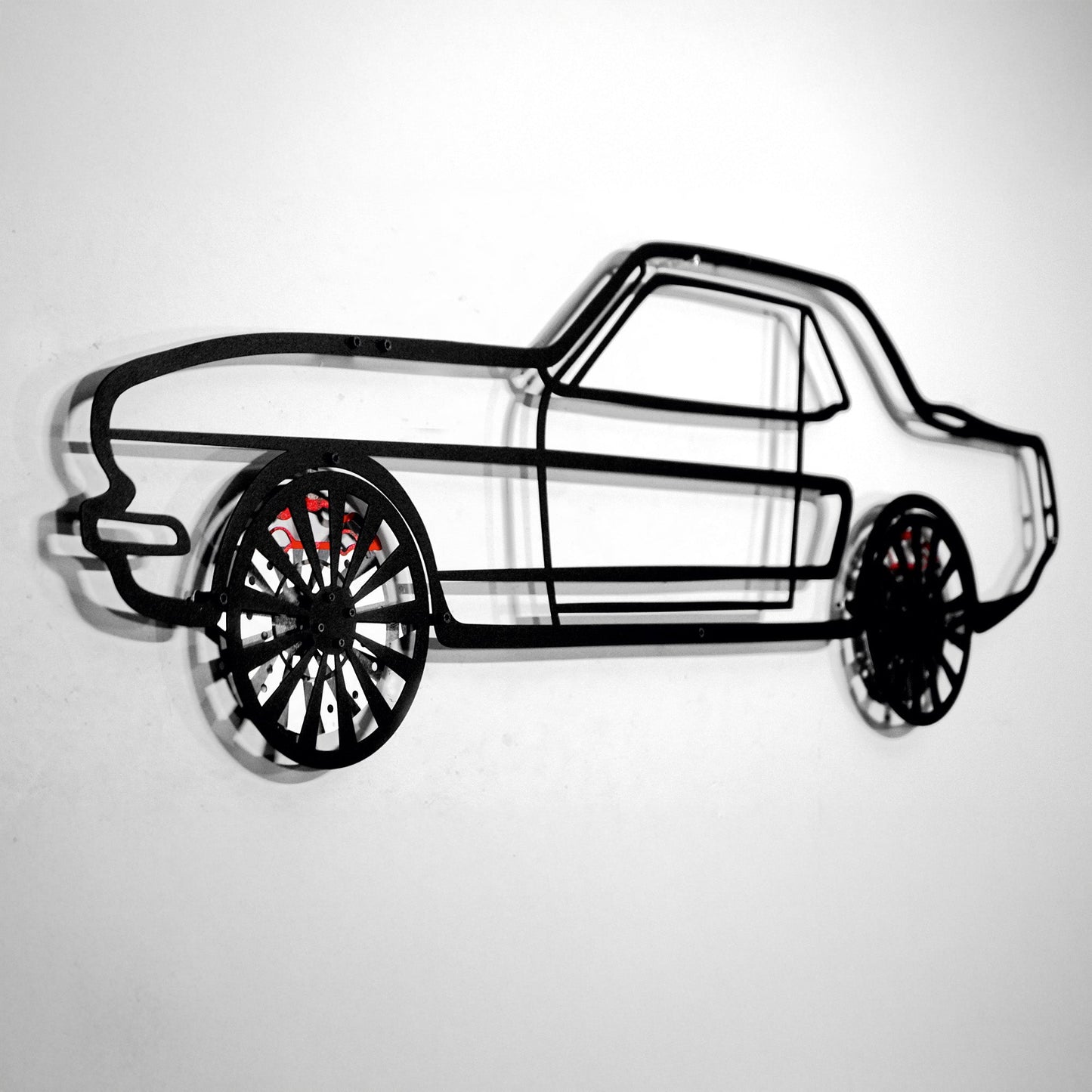 1964 Ford Mustang Wall Art – Classic Steel Silhouette with Spinning Wheels-KAFMEKA025