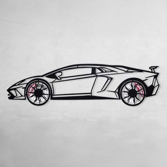 Lamborghini Wall Art – Exotic Supercar Steel Silhouette with Spinning Wheels-KAFMEKA030