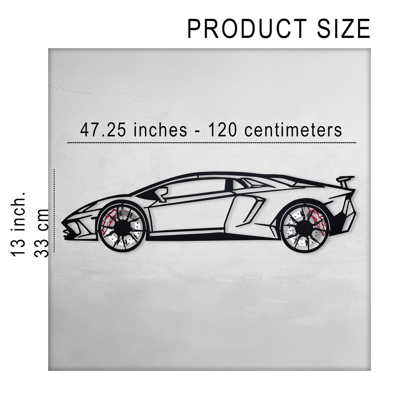 Lamborghini Wall Art – Exotic Supercar Steel Silhouette with Spinning Wheels-KAFMEKA030