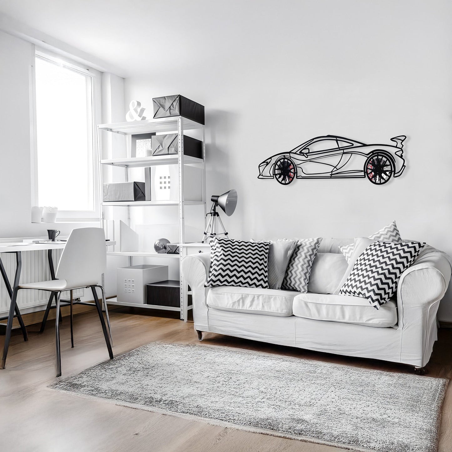 McLaren Wall Art – Exotic Supercar Steel Silhouette with Spinning Wheels-KAFMEKA031