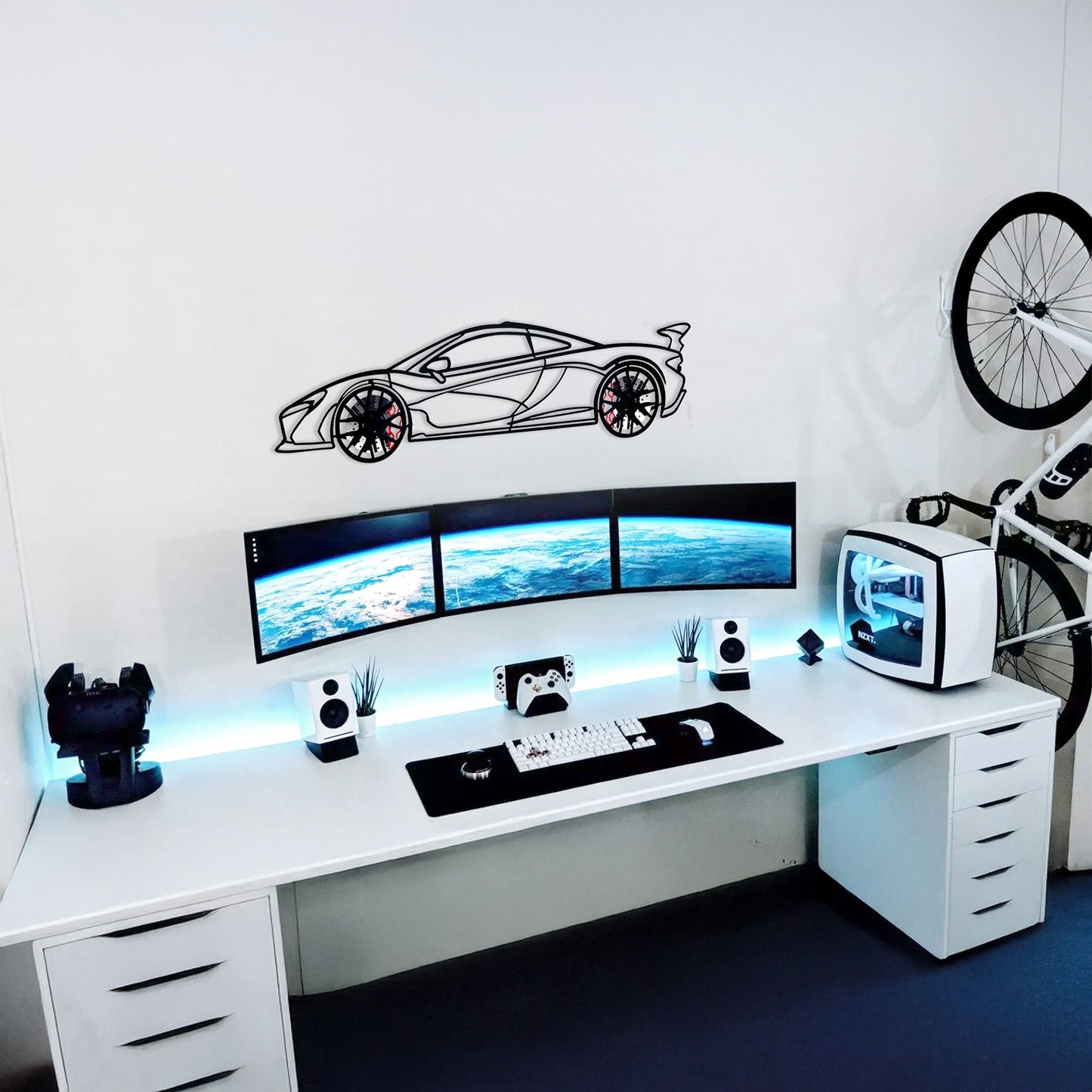 McLaren Wall Art – Exotic Supercar Steel Silhouette with Spinning Wheels-KAFMEKA031