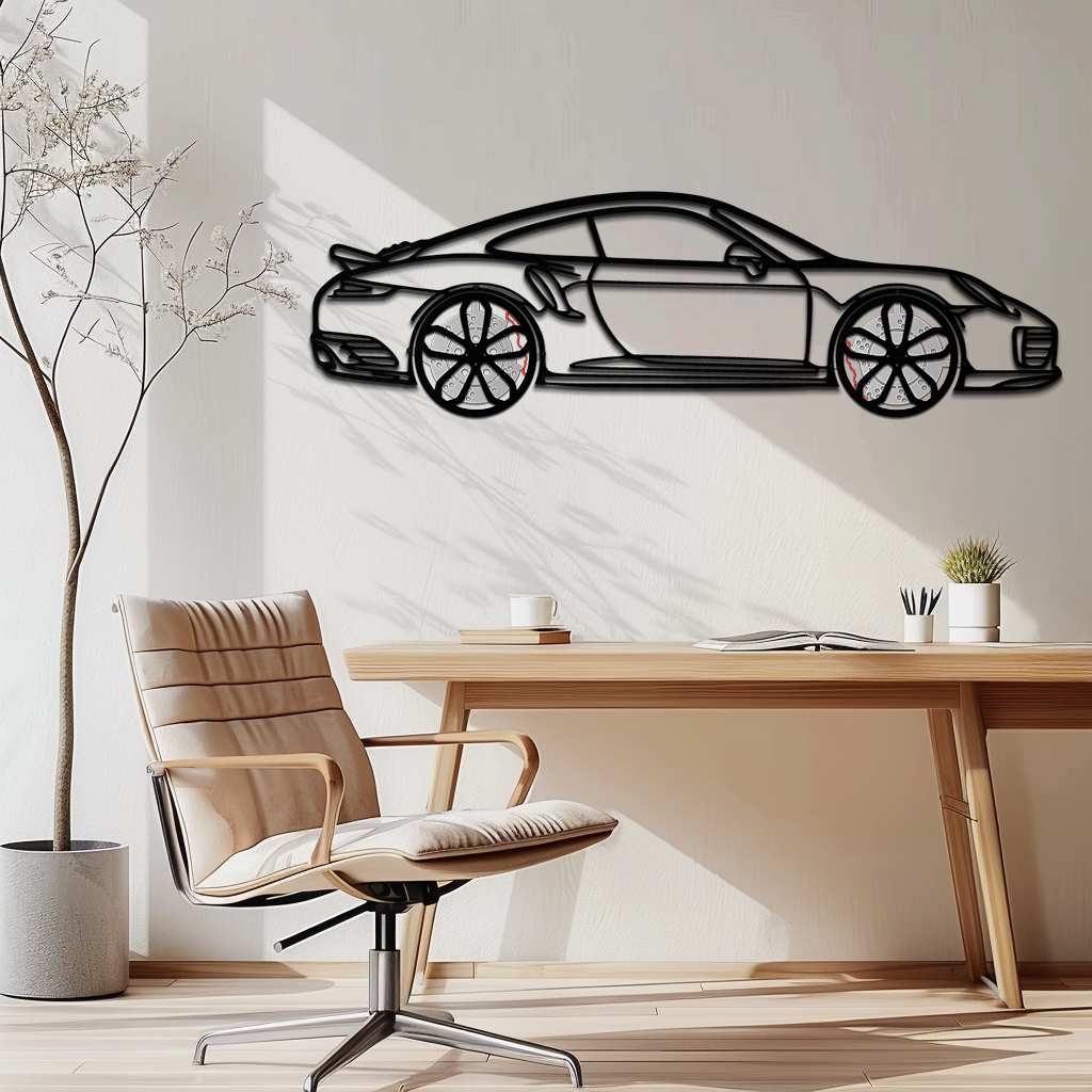 Porsche 911 Turbo S Silhouette Metal Wall Art – Rotating Wheel Automotive Decor Gift 🏎️🔥,KAFMEKA056