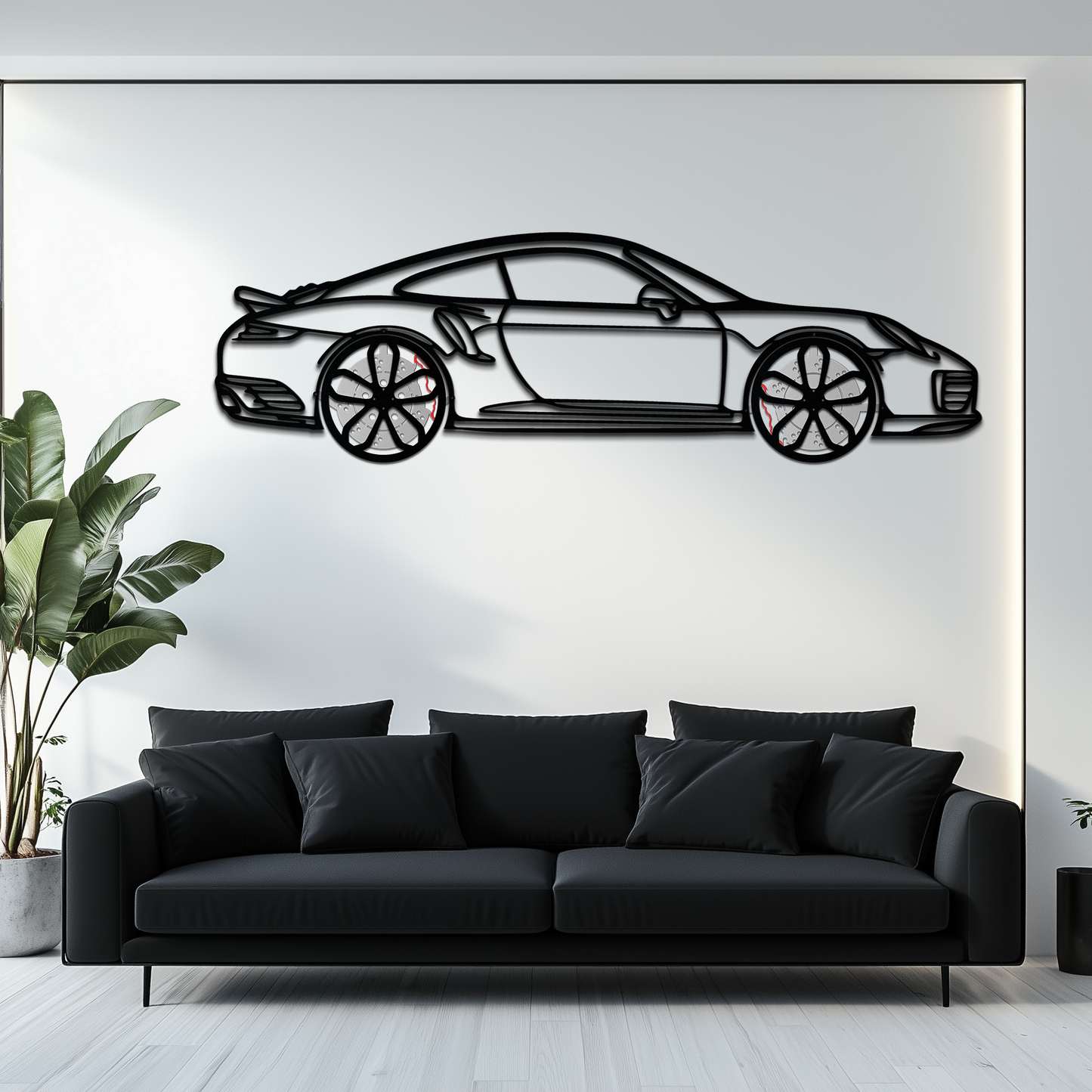 Porsche 911 Turbo S Silhouette Metal Wall Art – Rotating Wheel Automotive Decor Gift 🏎️🔥,KAFMEKA056