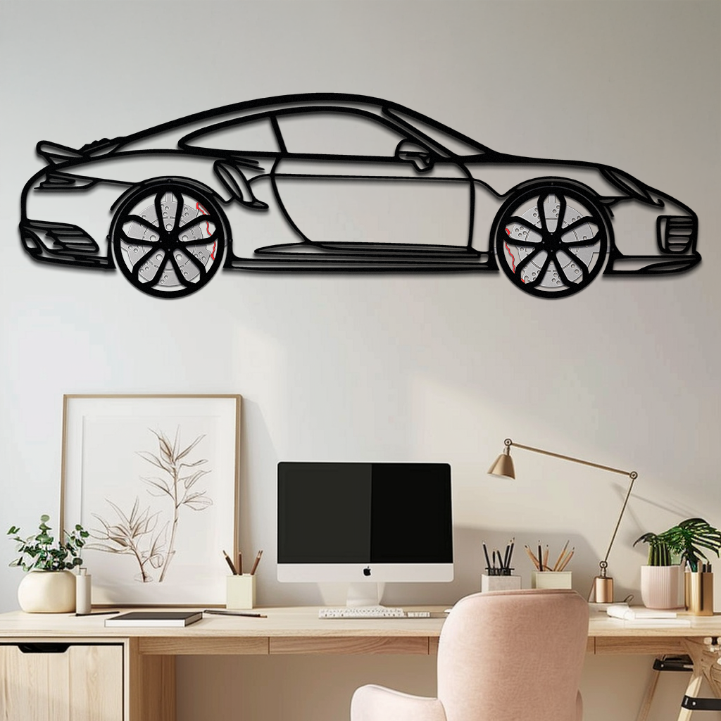 Porsche 911 Turbo S Silhouette Metal Wall Art – Rotating Wheel Automotive Decor Gift 🏎️🔥,KAFMEKA056