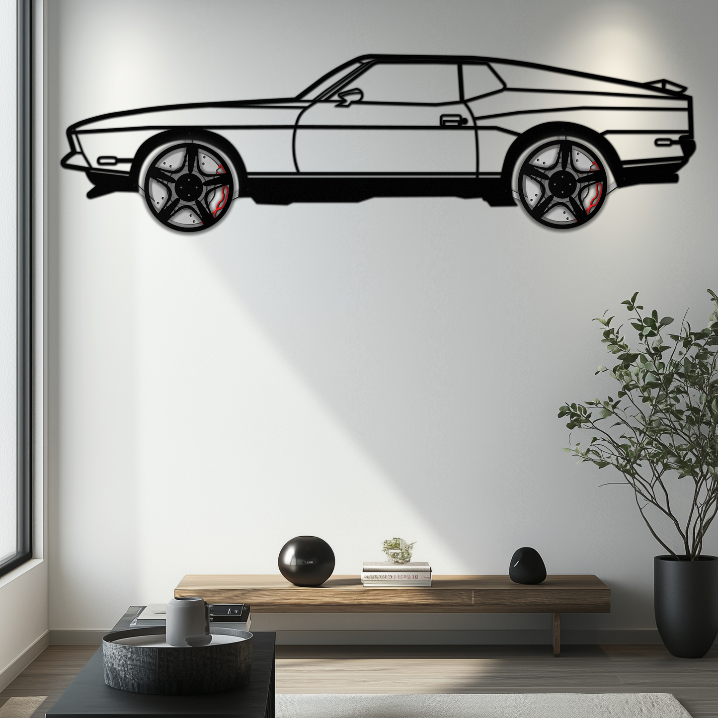 Ford Mustang 1971 Metal Car Wall Art – Rotating Wheels Classic Muscle Car Decor, Garage & Office Gift-KAFMEKA086