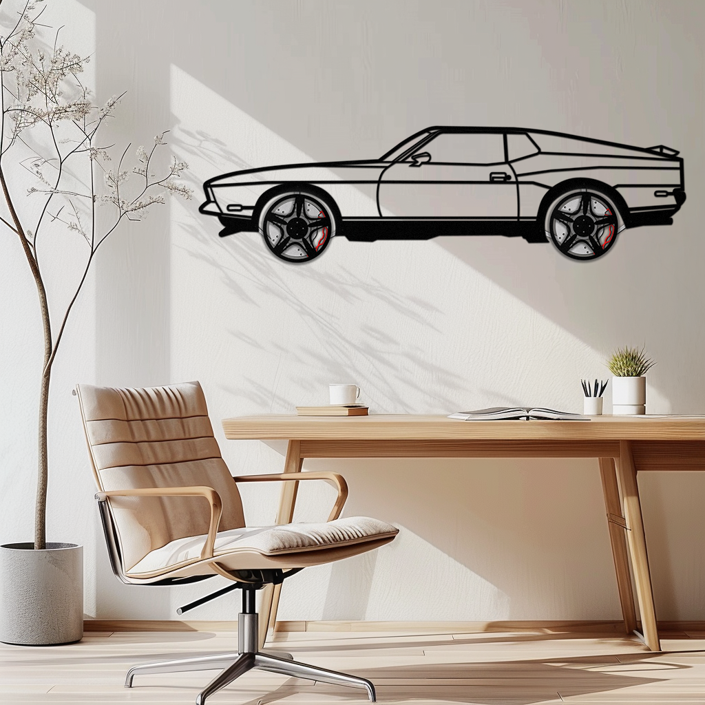 Ford Mustang 1971 Metal Car Wall Art – Rotating Wheels Classic Muscle Car Decor, Garage & Office Gift-KAFMEKA086