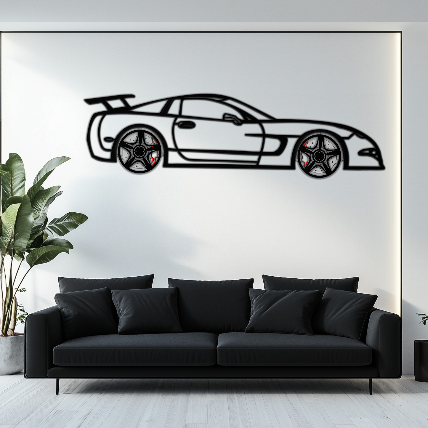 Chevrolet Corvette C5 Metal Wall Art – Rotating Wheels Sports Car Silhouette Wall Decor Gift-KAFMEKA092
