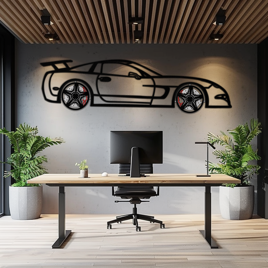 Chevrolet Corvette C5 Metal Wall Art – Rotating Wheels Sports Car Silhouette Wall Decor Gift-KAFMEKA092