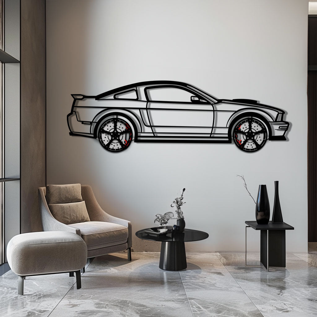 Ford Mustang GTR (2008) Metal Car Wall Art with Rotating Wheels - Modern Muscle Silhouette Decor - Interactive Automotive Wall Art - KAFMEKA139
