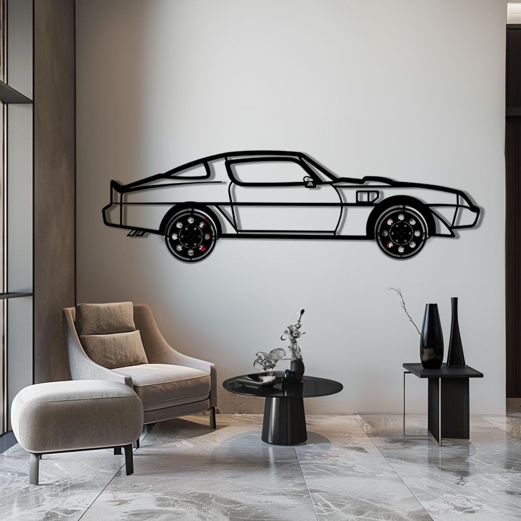 Pontiac Trans Am Metal Car Wall Art with Rotating Wheels - Classic American Muscle Silhouette - Interactive Firebird Wall Decor - KAFMEKA154
