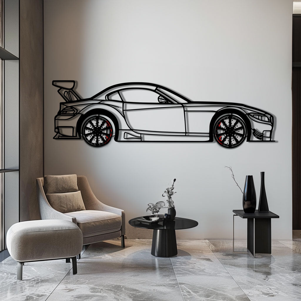 BMW Z4 E89 Metal Car Wall Art with Rotating Wheels - Modern Roadster Silhouette Decor - Interactive Automotive Wall Art - KAFMEKA113