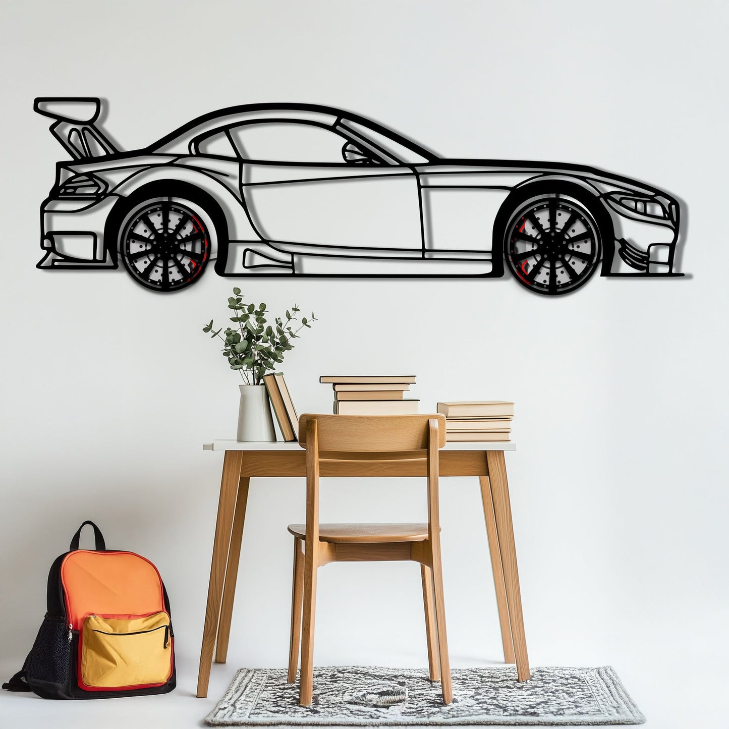 BMW Z4 E89 Metal Car Wall Art with Rotating Wheels - Modern Roadster Silhouette Decor - Interactive Automotive Wall Art - KAFMEKA113
