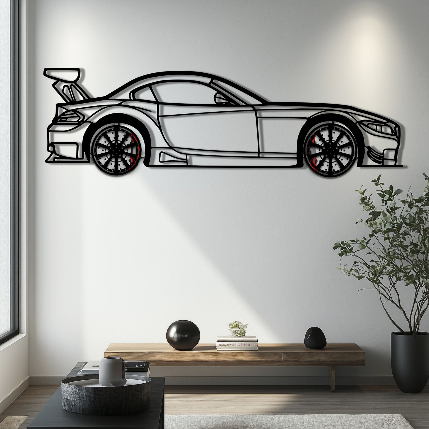 BMW Z4 E89 Metal Car Wall Art with Rotating Wheels - Modern Roadster Silhouette Decor - Interactive Automotive Wall Art - KAFMEKA113