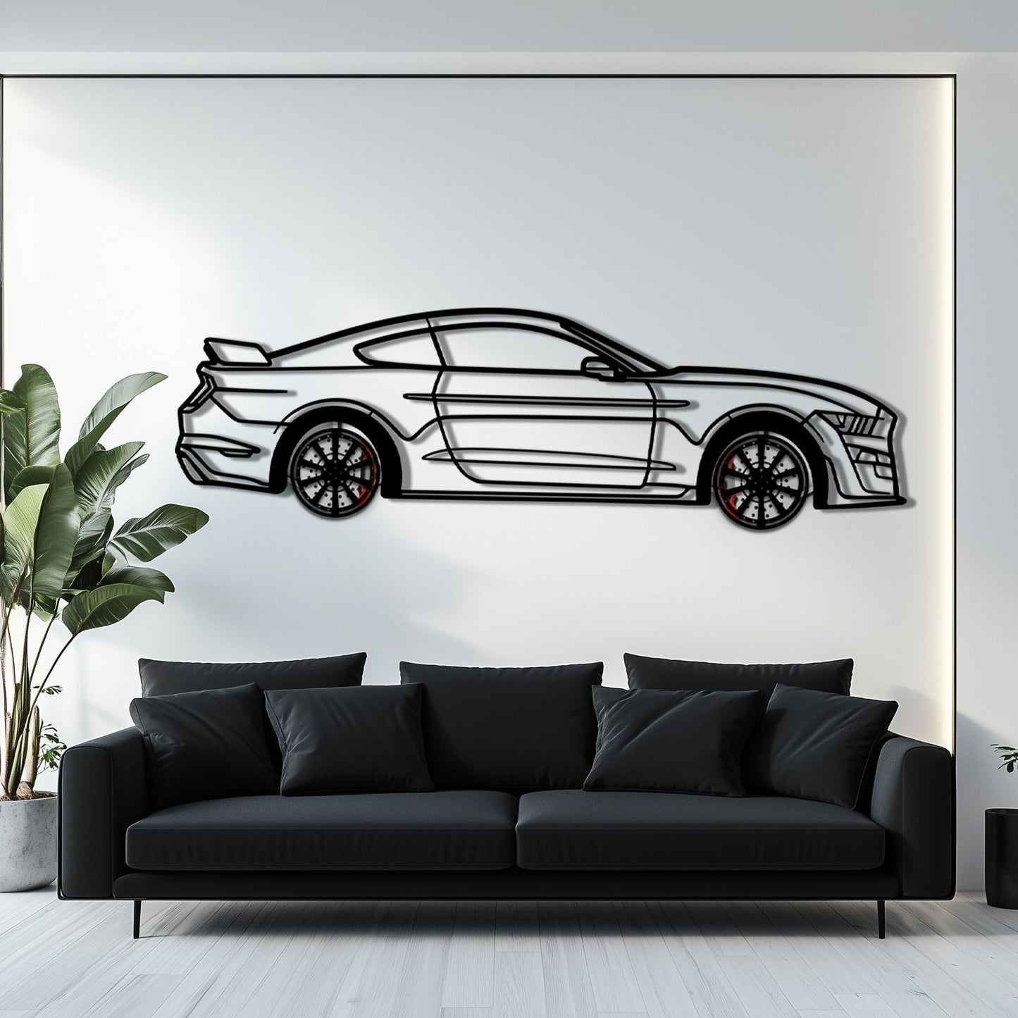 Ford Mustang Shelby GT500 Metal Car Wall Art with Rotating Wheels - Modern Muscle Silhouette Decor - Interactive Automotive Wall Art - KAFMEKA140