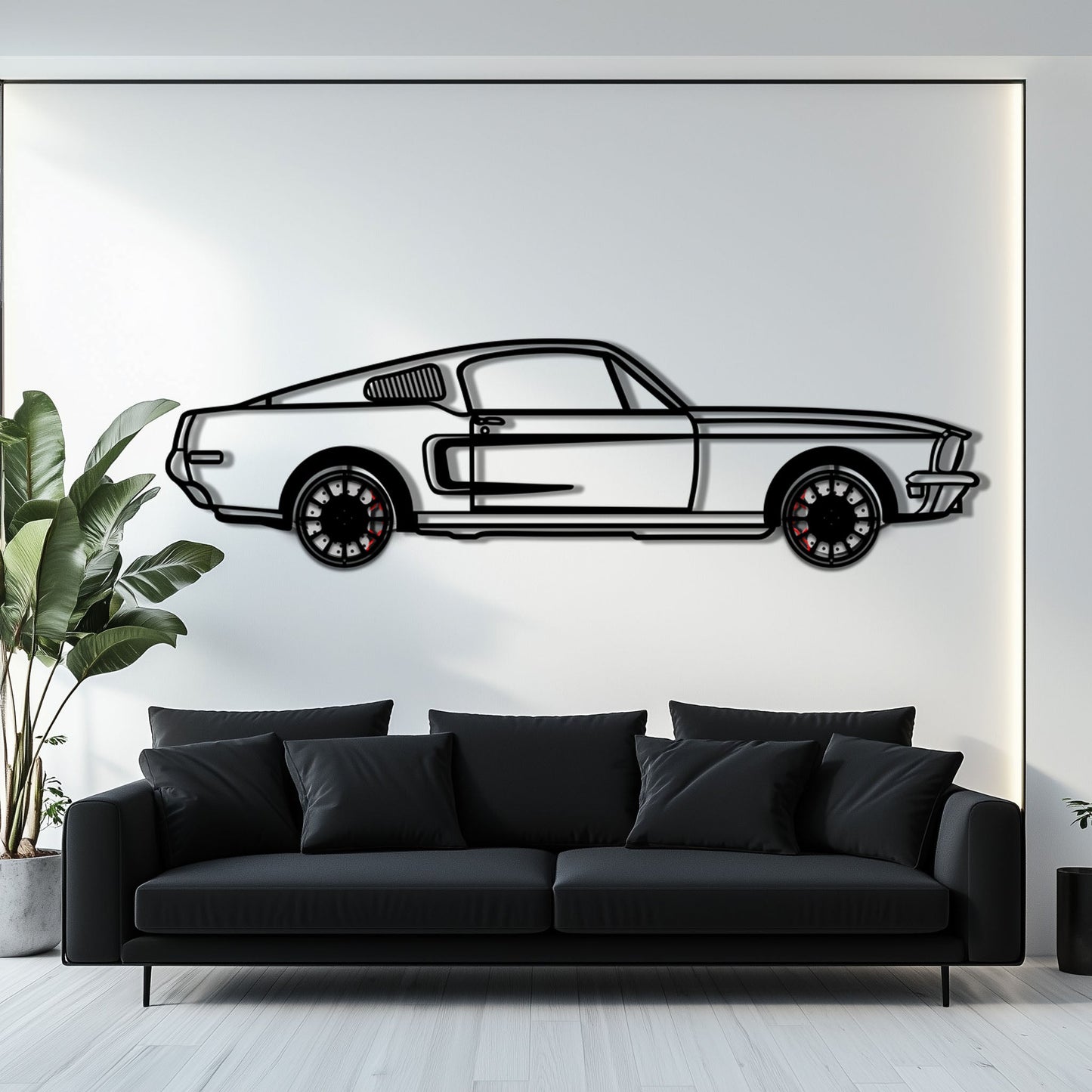 Ford Mustang GT Metal Car Wall Art with Rotating Wheels - Classic American Muscle Silhouette - Interactive Automotive Wall Decor - KAFMEKA137