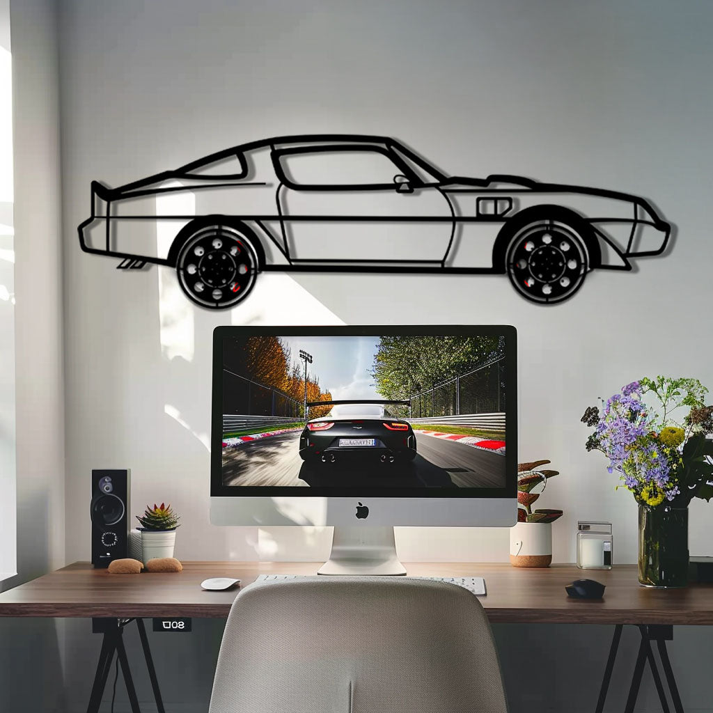Pontiac Trans Am Metal Car Wall Art with Rotating Wheels - Classic American Muscle Silhouette - Interactive Firebird Wall Decor - KAFMEKA154