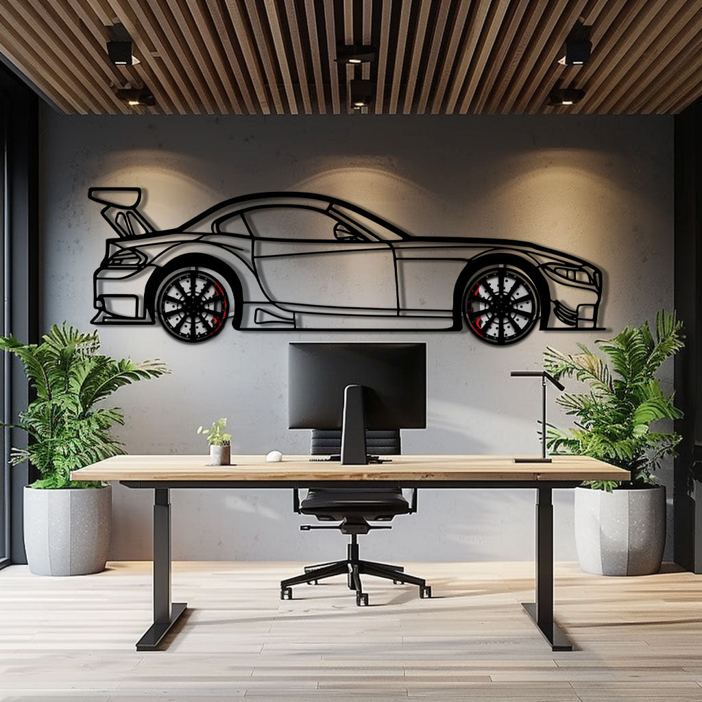 BMW Z4 E89 Metal Car Wall Art with Rotating Wheels - Modern Roadster Silhouette Decor - Interactive Automotive Wall Art - KAFMEKA113