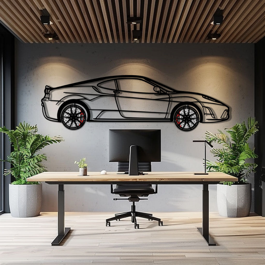 Ferrari F430 Scuderia Metal Car Wall Art with Rotating Wheels - Track-Focused V8 Silhouette - Interactive Automotive Wall Art - KAFMEKA133