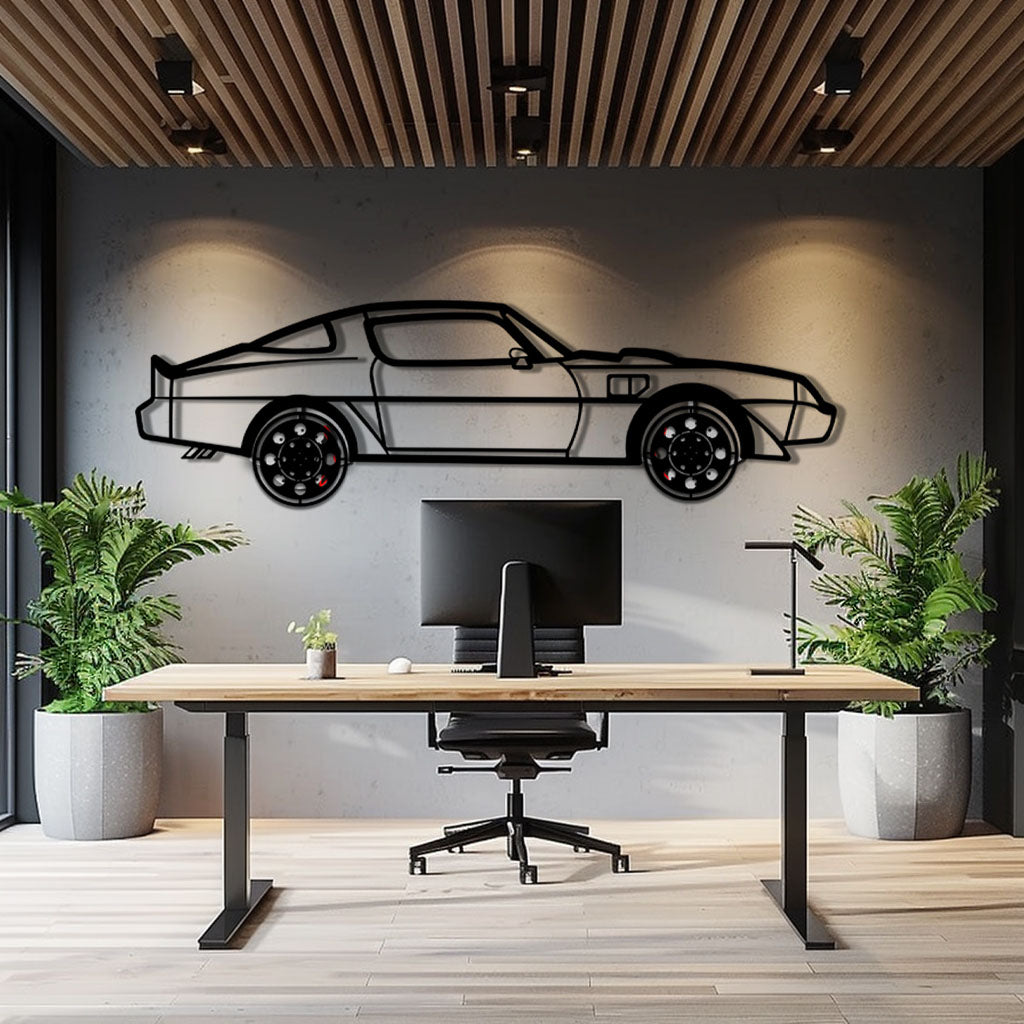 Pontiac Trans Am Metal Car Wall Art with Rotating Wheels - Classic American Muscle Silhouette - Interactive Firebird Wall Decor - KAFMEKA154