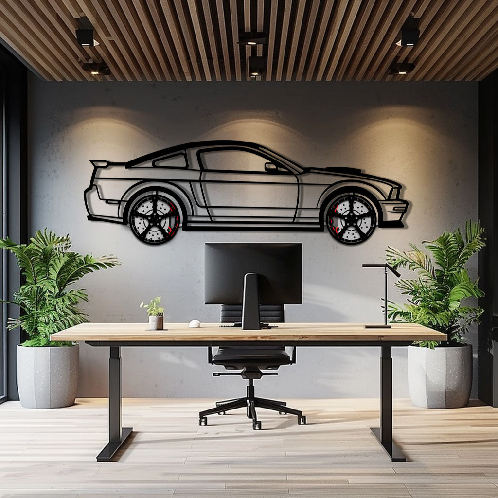 Ford Mustang GTR (2008) Metal Car Wall Art with Rotating Wheels - Modern Muscle Silhouette Decor - Interactive Automotive Wall Art - KAFMEKA139
