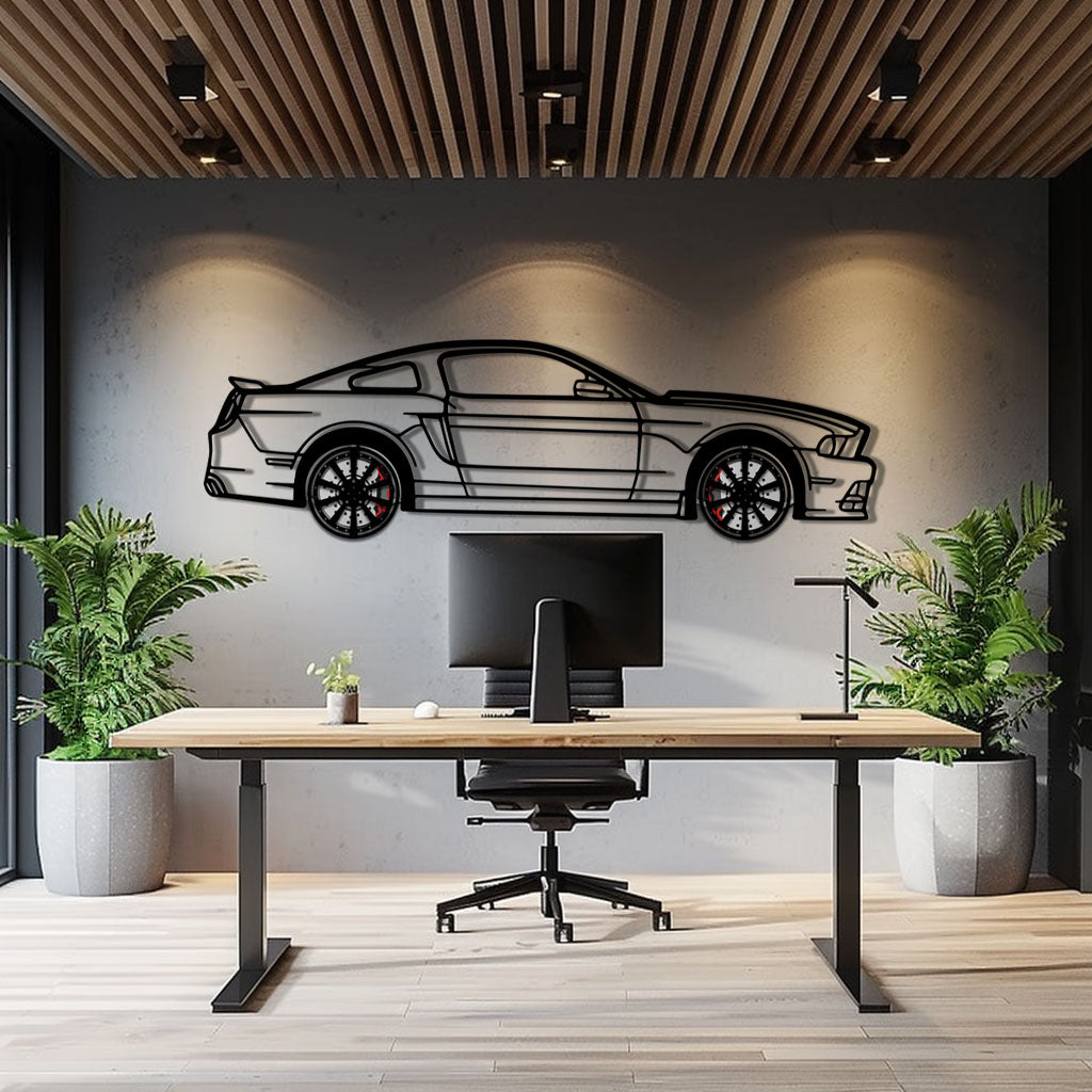 2013 Ford Mustang GT Metal Car Wall Art with Rotating Wheels - S197 Modern Muscle Silhouette - Interactive Automotive Wall Decor- KAFMEKA141
