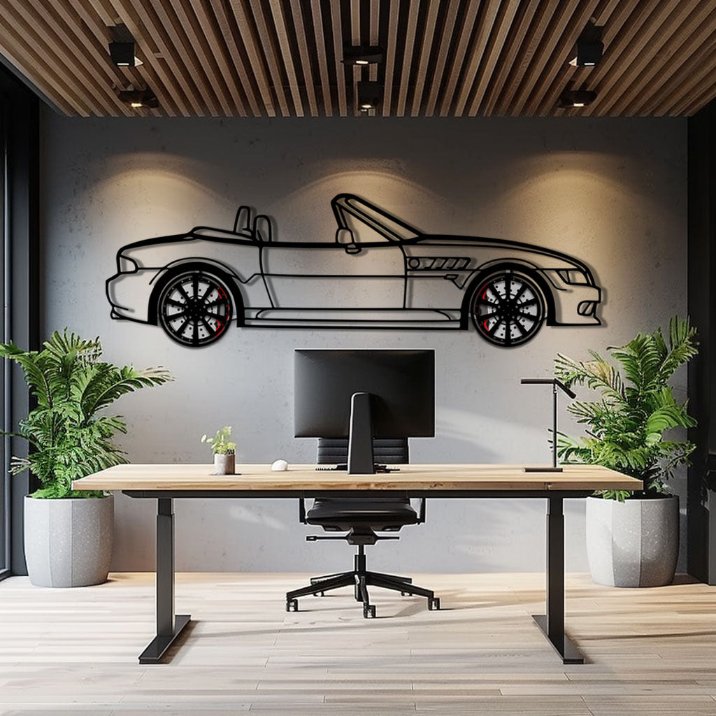 BMW Z3 Metal Car Wall Art with Rotating Wheels - Classic Roadster Silhouette Decor - Interactive Automotive Wall Art - KAFMEKA112