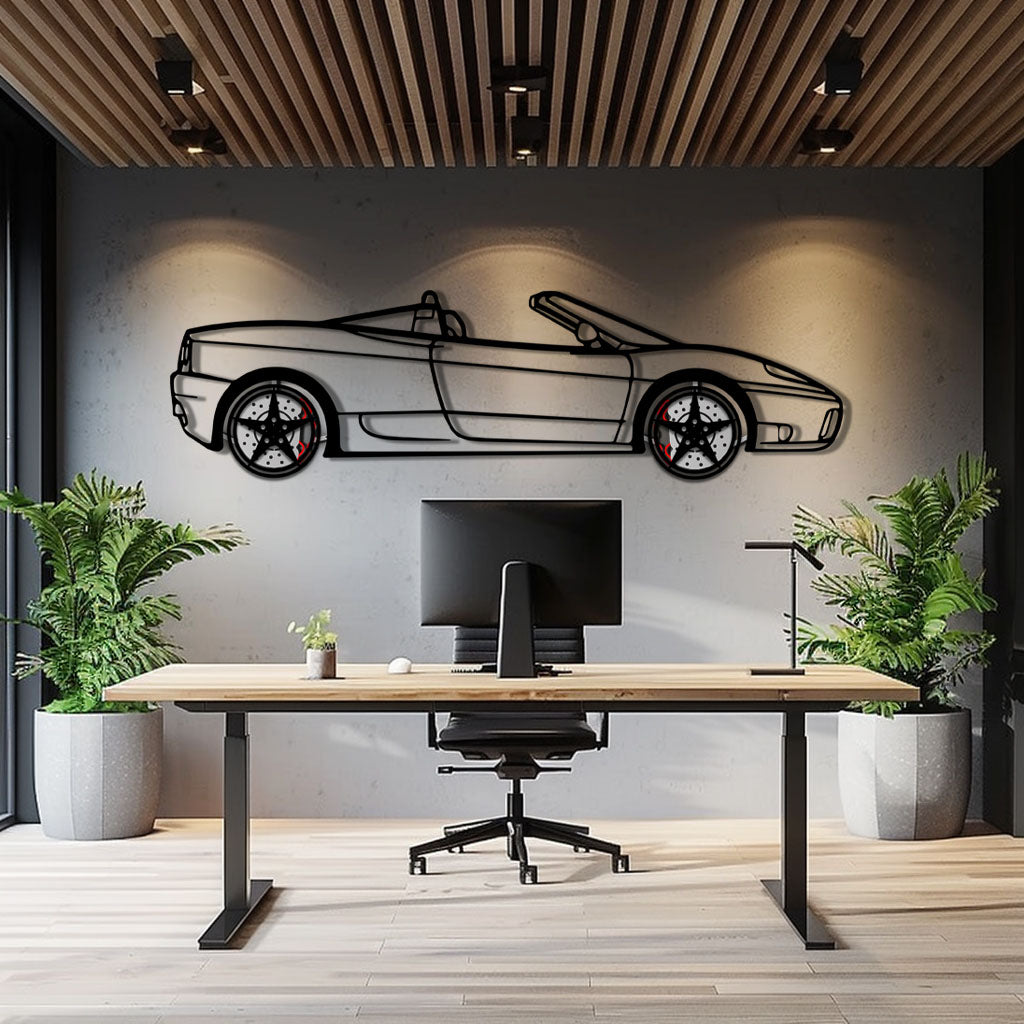 Ferrari 458 Italia Metal Car Wall Art with Rotating Wheels - V8 Supercar Silhouette Decor - Interactive Automotive Wall Art - KAFMEKA124