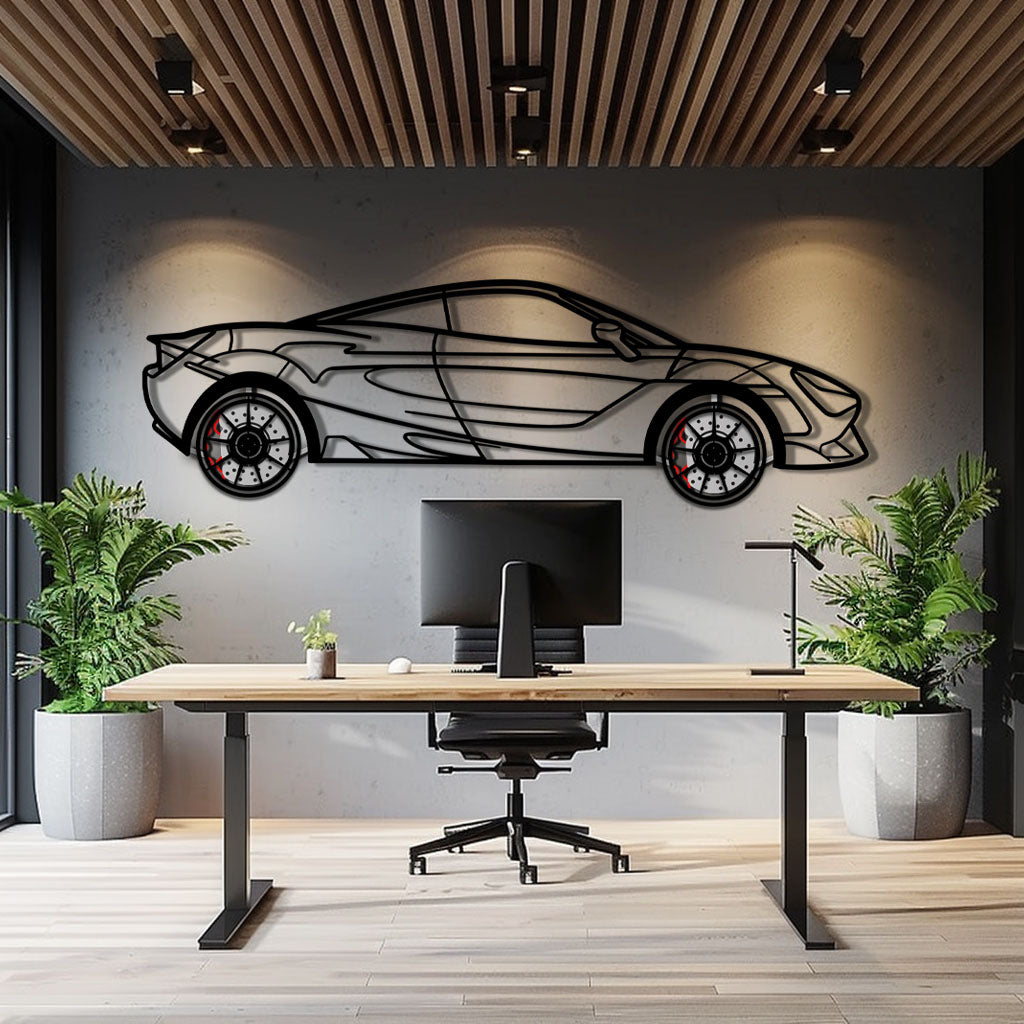 McLaren 720S Metal Car Wall Art with Rotating Wheels - British Supercar Silhouette - Interactive Automotive Wall Decor - KAFMEKA149