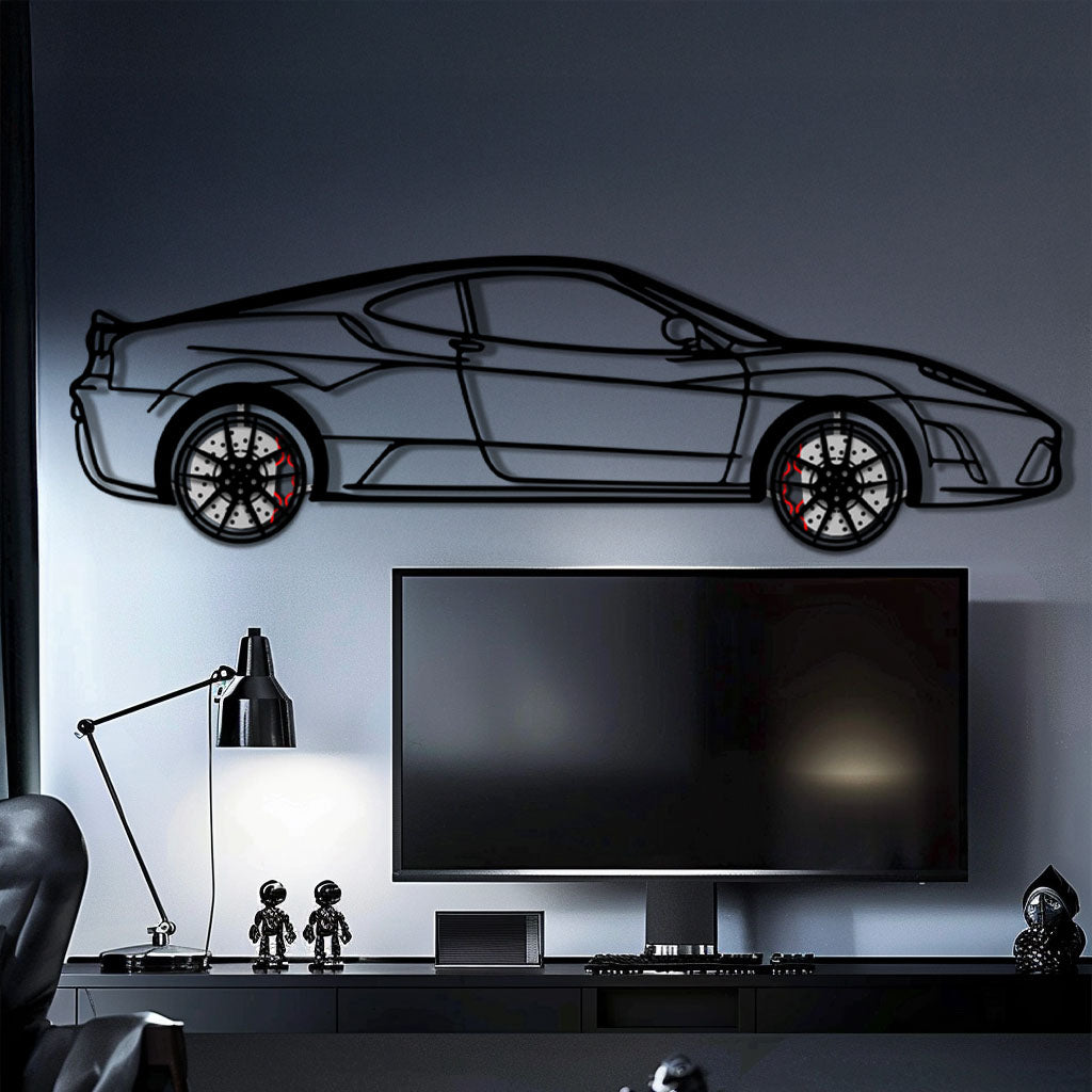 Ferrari F430 Scuderia Metal Car Wall Art with Rotating Wheels - Track-Focused V8 Silhouette - Interactive Automotive Wall Art - KAFMEKA133