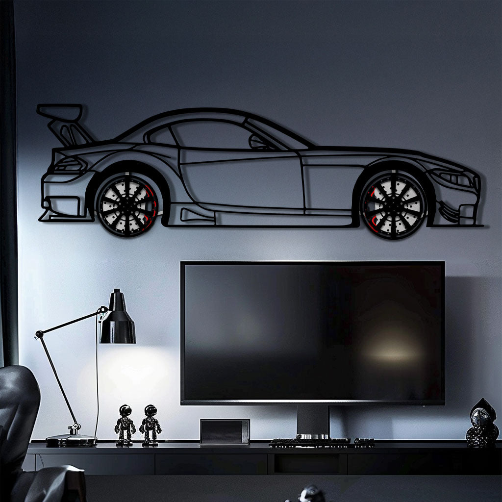 BMW Z4 E89 Metal Car Wall Art with Rotating Wheels - Modern Roadster Silhouette Decor - Interactive Automotive Wall Art - KAFMEKA113