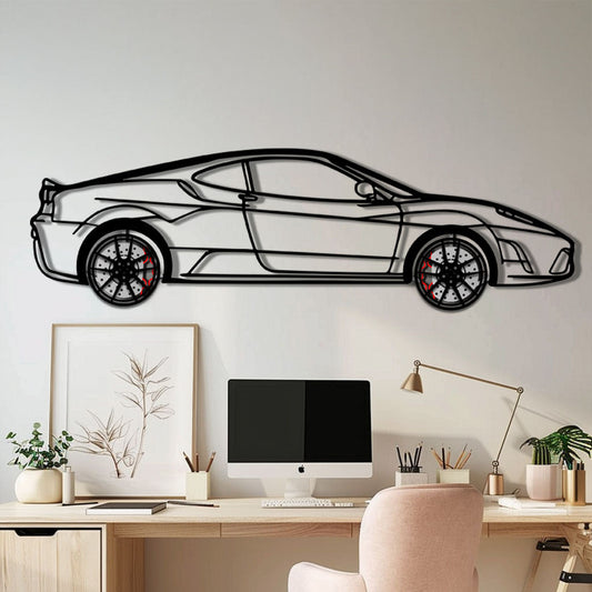 Ferrari F430 Scuderia Metal Car Wall Art with Rotating Wheels - Track-Focused V8 Silhouette - Interactive Automotive Wall Art - KAFMEKA133
