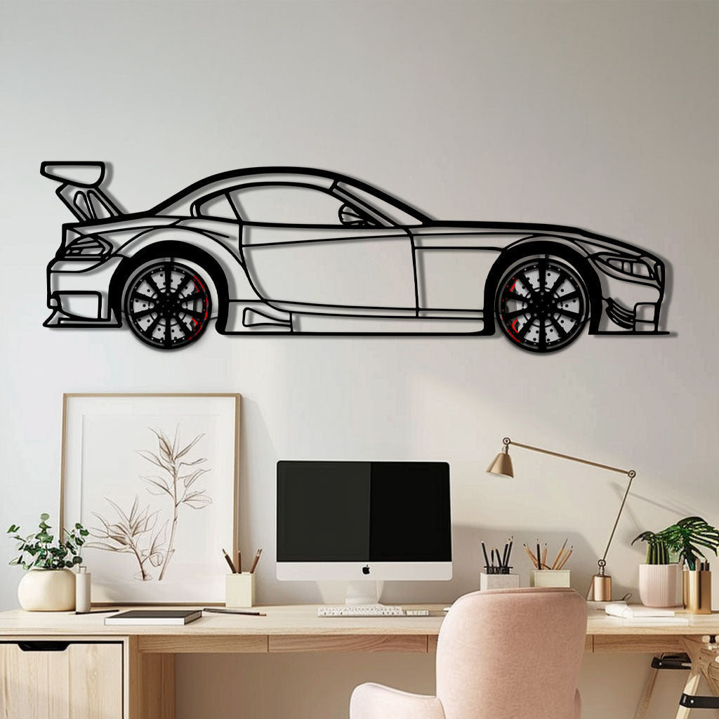 BMW Z4 E89 Metal Car Wall Art with Rotating Wheels - Modern Roadster Silhouette Decor - Interactive Automotive Wall Art - KAFMEKA113