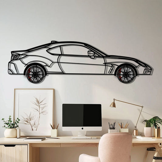 Toyota GR86 Metal Car Wall Art with Rotating Wheels - Modern JDM Sports Coupe Silhouette - Interactive Automotive Wall Decor - KAFMEKA157