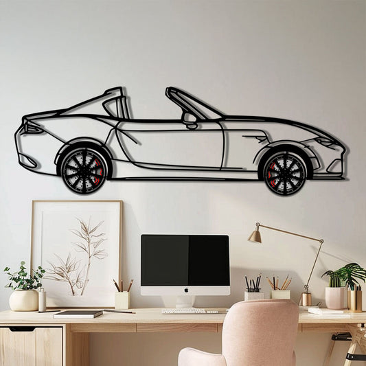 Mazda MX-5 RF Metal Car Wall Art with Rotating Wheels - JDM Roadster Silhouette - Interactive Automotive Wall Decor - KAFMEKA146
