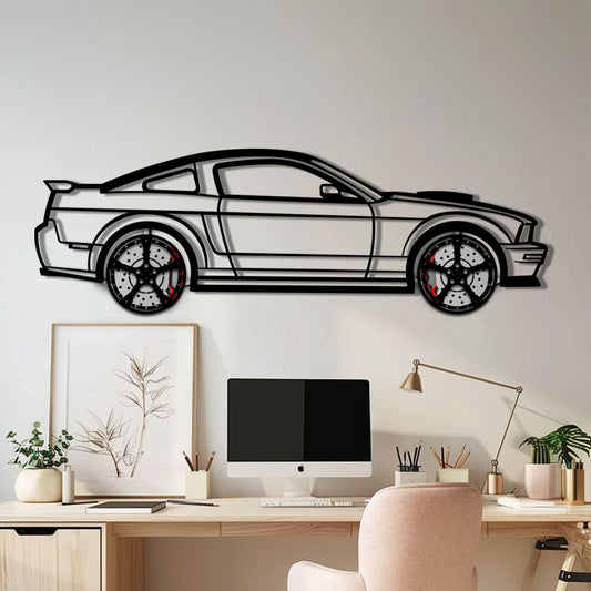 Ford Mustang GTR (2008) Metal Car Wall Art with Rotating Wheels - Modern Muscle Silhouette Decor - Interactive Automotive Wall Art - KAFMEKA139
