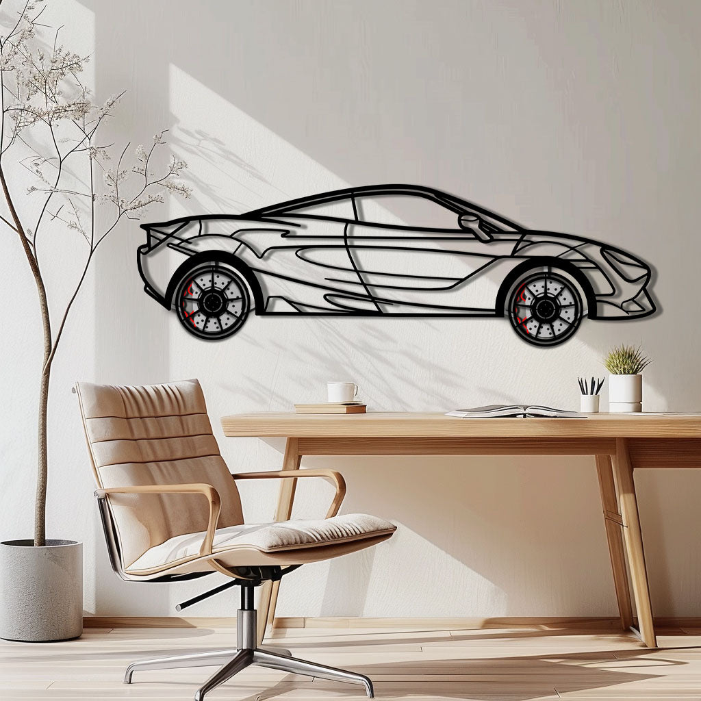 McLaren 720S Metal Car Wall Art with Rotating Wheels - British Supercar Silhouette - Interactive Automotive Wall Decor - KAFMEKA149