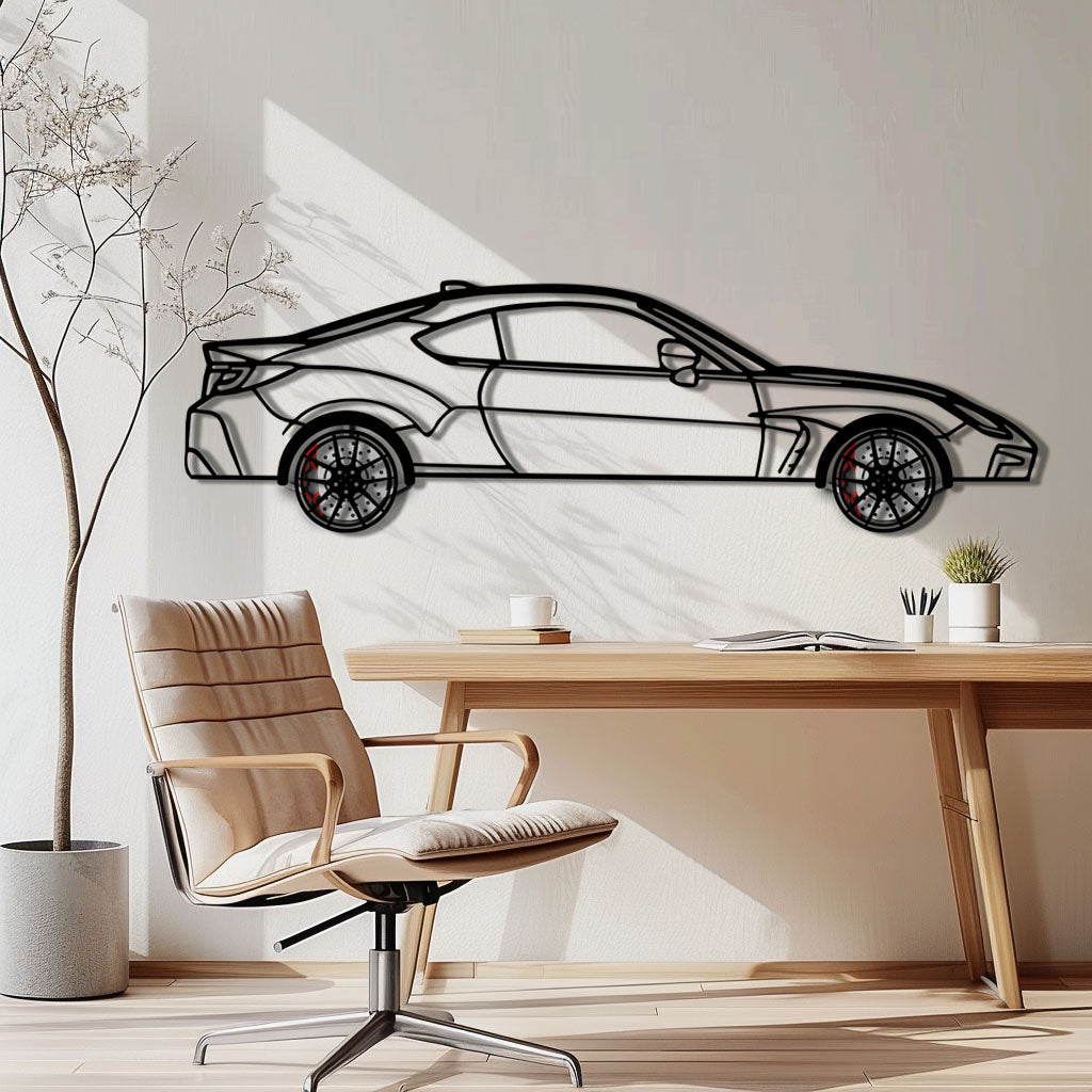 Toyota GR86 Metal Car Wall Art with Rotating Wheels - Modern JDM Sports Coupe Silhouette - Interactive Automotive Wall Decor - KAFMEKA157