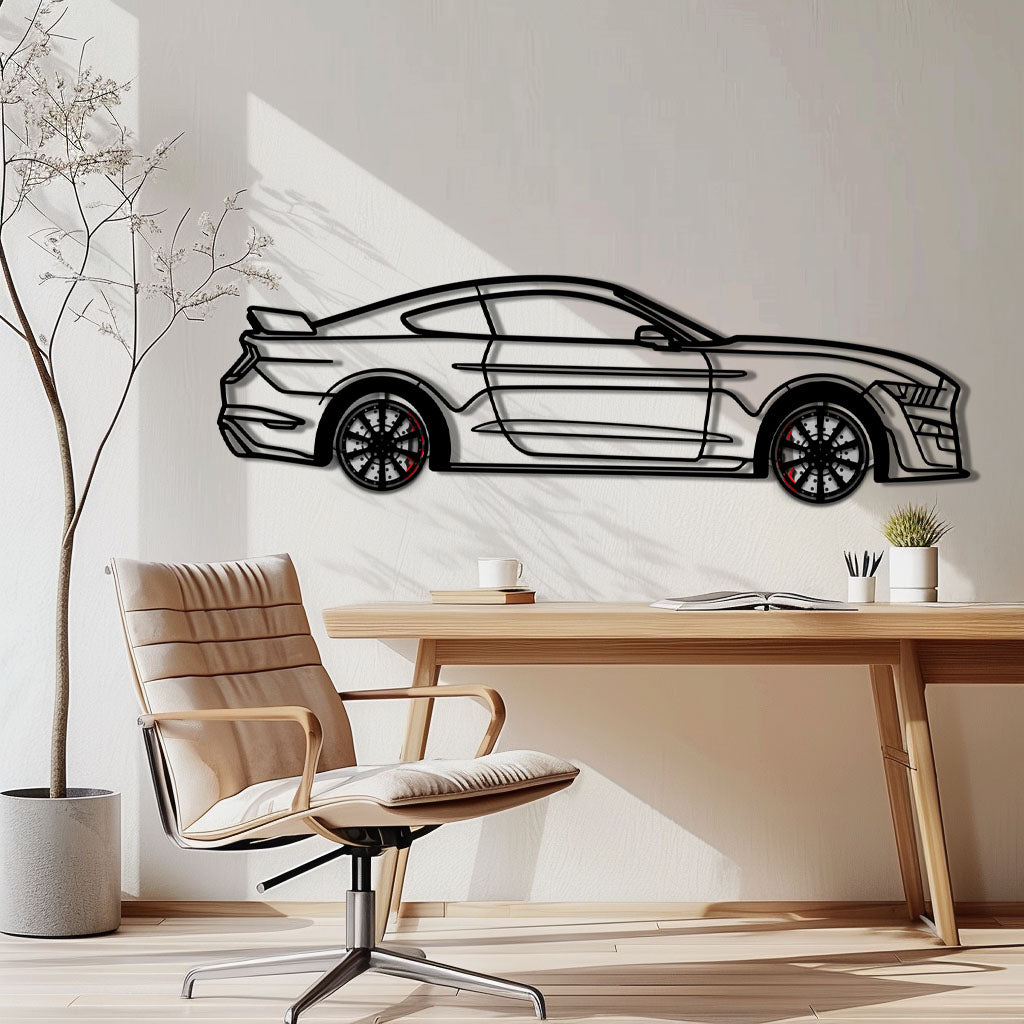 Ford Mustang Shelby GT500 Metal Car Wall Art with Rotating Wheels - Modern Muscle Silhouette Decor - Interactive Automotive Wall Art - KAFMEKA140