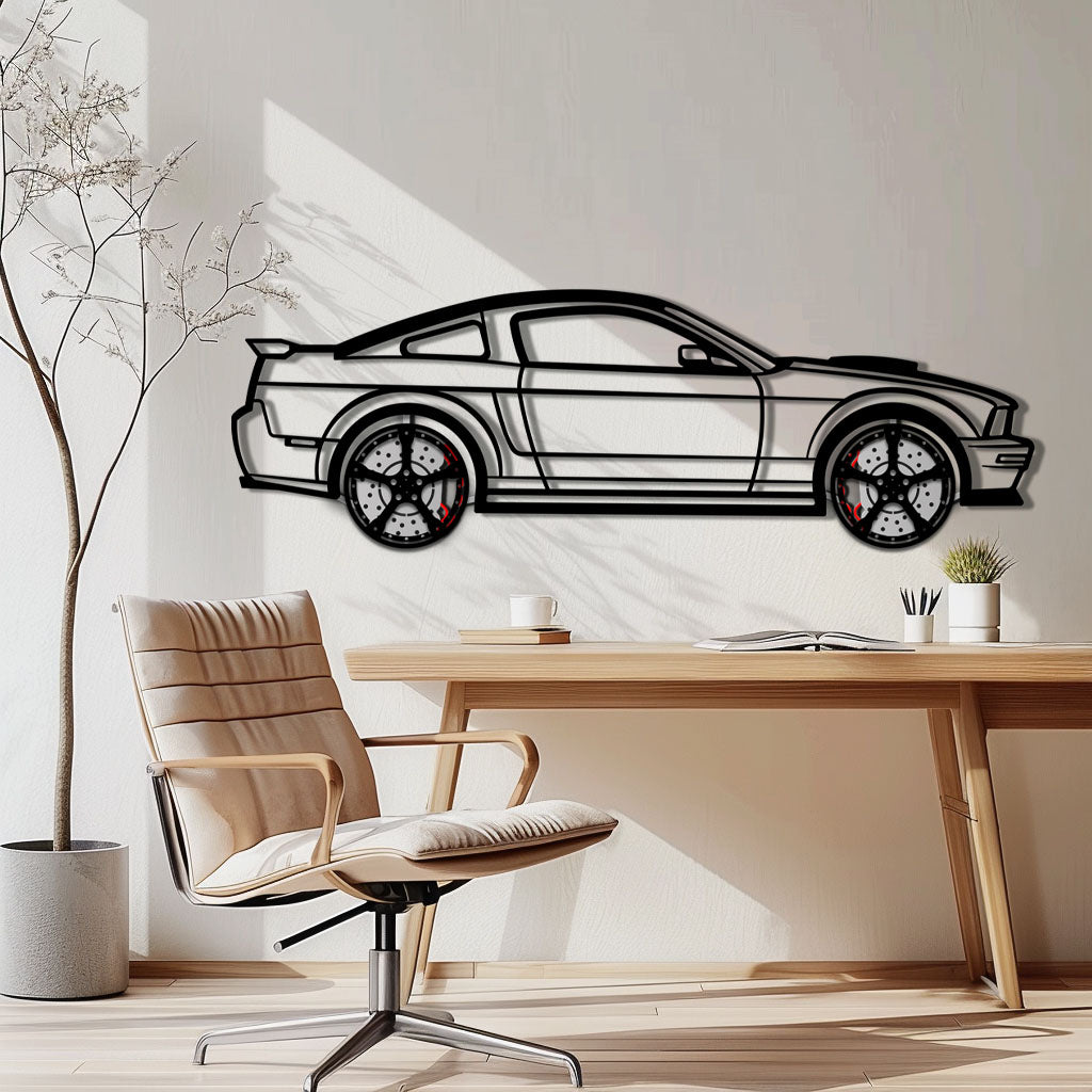 Ford Mustang GTR (2008) Metal Car Wall Art with Rotating Wheels - Modern Muscle Silhouette Decor - Interactive Automotive Wall Art - KAFMEKA139