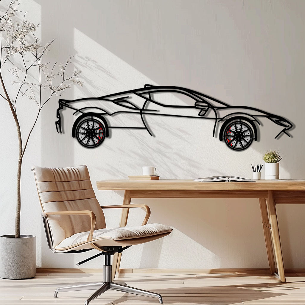 Ferrari SF90 Stradale Metal Car Wall Art with Rotating Wheels - Hybrid Hypercar Silhouette - Interactive Automotive Wall Decor - KAFMEKA135