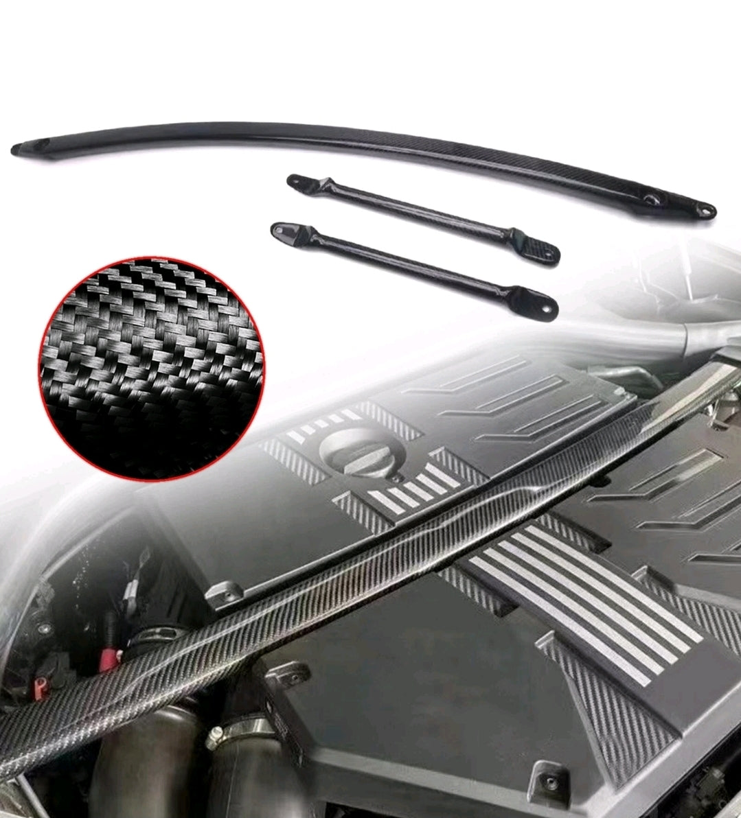 BMW X3M F97 Carbon Fiber Engine Strut Braces – Lightweight Performance Upgrade