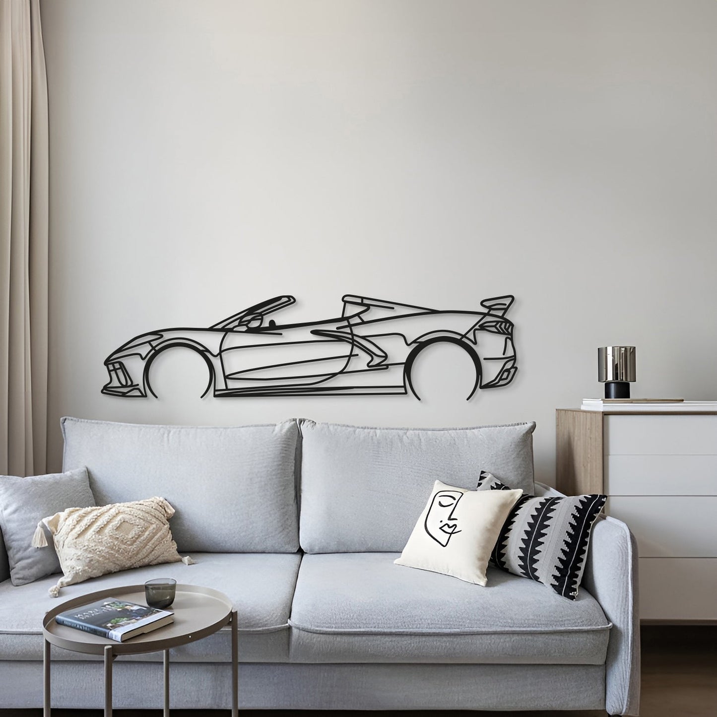 Corvette C8 Detailed Metal Car Wall Art