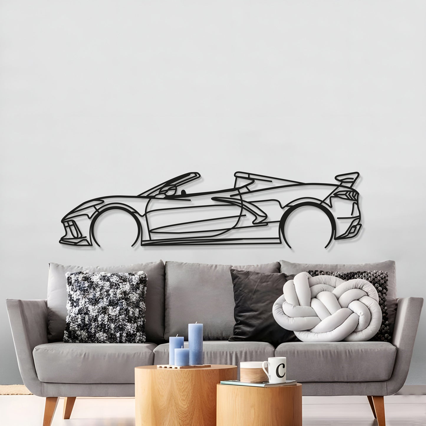 Corvette C8 Detailed Metal Car Wall Art